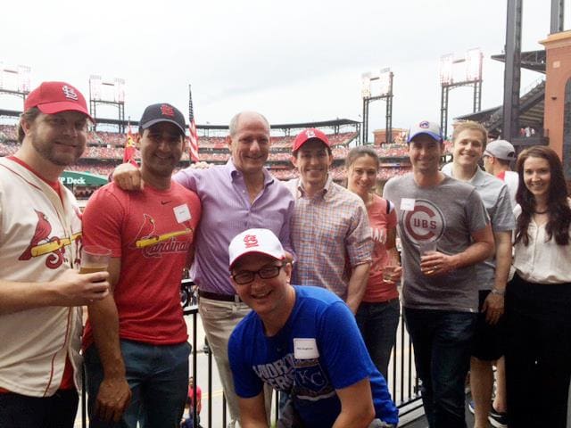 Michael Zenn, faculty and residents at Ballpark Village for St. Louis Cardinals game.